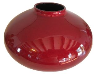 Amano Chinese Red Glazed Art Pottery Vase Made In Germany 9 - 1/2” X 5 - 1/2”