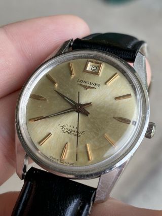 Rare Vintage Longines Conquest Calendar Date 12 Tropical Dial Rose Gold Markers