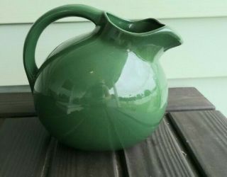 Vintage Hall Usa Pitcher Green Round Ball Signed Marked 633 Ice Lip No Chips