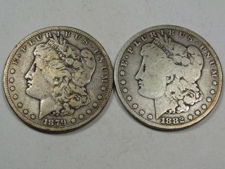2 Morgan Dollars: 1879 - S & 1882.  43