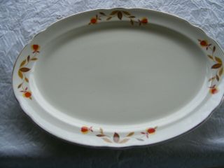 Vintage Hall China Jewel Tea Autumn Leaf Oval Platter,  13 3/4”