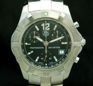 Tag Heuer Exclusive 2000 Chronograph Watch Ss Mens Diver 200m Cn1110 Battery