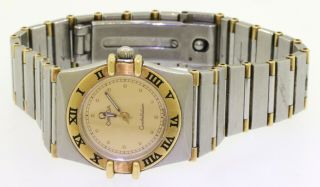 Omega Constellation 2 - Tone Ss Elegant Quartz Ladies Watch W/ Gold Dial