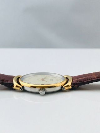 Vintage Hermes Paris 1970 ' s Quartz Pullman Watch on brown leather strap 232835 2