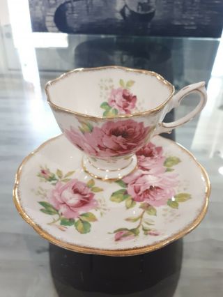 Reserved.  Royal Albert American Beauty Tea Cup And Saucer Pink Rose And Gold.