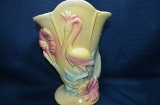 Hull Pottery 9 - Inch Flamingo / Heron /hibiscus Vase - 78 U.  S.  A.