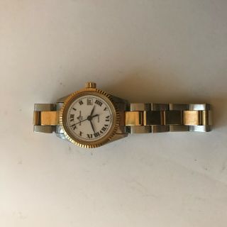 Rare Baume & Mercier Solid 18k Gold And Stainless Steel Ladies Quartz Watch