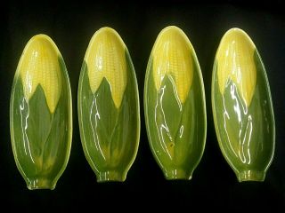 Set Of 4 Vintage Shawnee Corn King Corn On The Cob Holders Oven - Proof 79