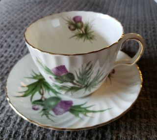 Vintage Adderley Fine Bone China England Thistle Pattern Cup And Saucer