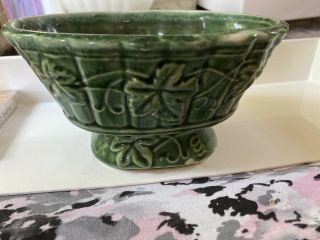 Vintage Usa Brush Mccoy Pottery Oval Ribbed Planter 804 Green For Succulent