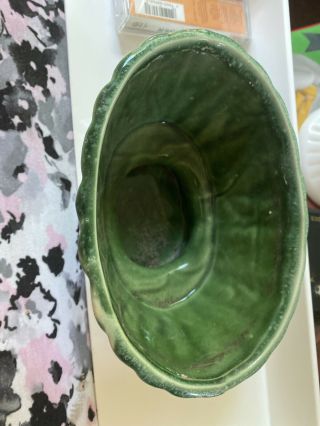 Vintage USA Brush McCoy Pottery Oval Ribbed Planter 804 Green for succulent 3