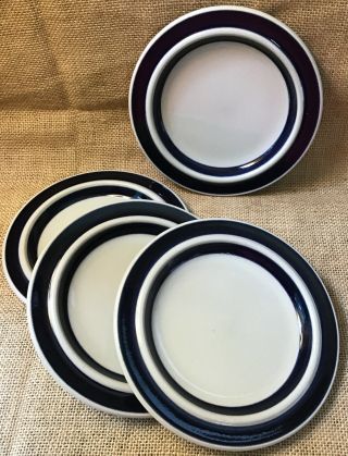 Arabia Finland Blue Anemone Ulla Procope Bread Plates - 6 - 1/4 ",  Set Of 4