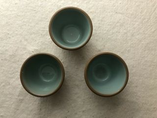 3 Taylor Smith Taylor Chateau Buffet Custard Berry Cups Brown and Blue Aqua 2