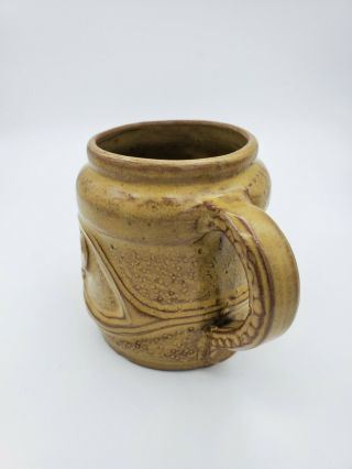 Coffee Mug Art Pottery with a Raised Man Face Decor Motif 3.  75  T 3