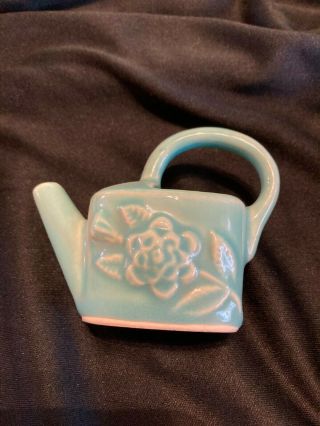 Vintage Miniature Shawnee Pottery Watering Can - Blue/teal