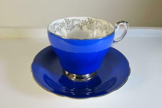 Vintage Paragon England Royal Blue Tea Cup & Saucer Set