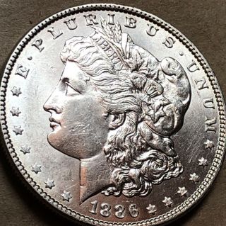 1886 - P Morgan Dollar Choice Bu,  Uncirculated Bright White