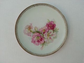 Vintage Three Crown China Hand Painted Flower Plate,  Germany,  297/73/992/05957