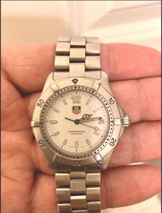 Tag Heuer 2000 Wk1111 Ss Professional Watch Mens White Crystal 200m
