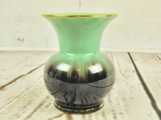 Vintage Ceramic Drip Glaze Pottery Flower Vase Teal Blue Green Made In Germany