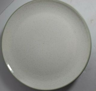 Vintage Harkerware Stone China Usa 10 " Dinner Plate White Brown Specks Ovenproof