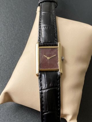 Must De Cartier Tank 925 Silver Gold Plated Orignal Dial Ladies Watch