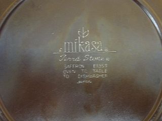 Vintage MIKASA Terra Stone SAFFRON SET of 2 Dinner Plates Yellow CIRCA 1971 - 79 3