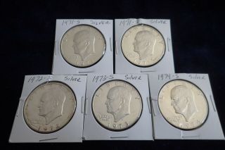 Five $1 40 Silver Ike Eisenhower Dollar Proofs 2 - 1971s,  1972s,  1973s And 1974s