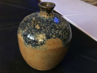 Mcm Studio Art Pottery Moon Pot Vtg Handmade Ceramic Weed Pot Signed Vase 6 "