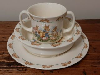 Royal Doulton Bunnykins Double Handle Cup/mug,  Bowl,  Plate Child Dish Set