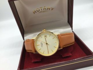 Vintage 9k 9ct Solid Gold Mens Rotary Quartz Watch (boxed)