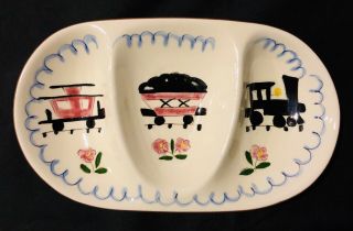 Vintage Stangl Pottery Mealtime Special Childs 3 Part Divided Train Bowl/dish