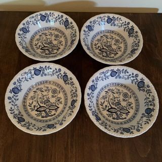 Enoch Wedgwood Heritage Blue Onion Set Of 4 Soup/salad Bowls 6 1/2” Vintage