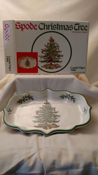 Spode Christmas Tree Candy Dish Green Trim