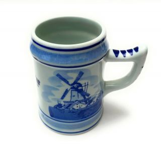 Delft Blaw Blue Small Stein Beer Mug Hand Painted Made In Holland - Vintage -