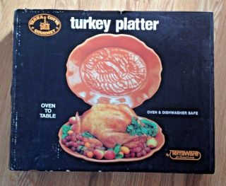 Terraware Terracotta Gourmet 18 " Turkey Platter " From Oven To Table "