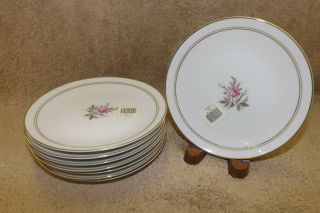 Vintage Noritake 8 Bread Butter Plates Daryl Pattern Pink Rose 6 1/4 "