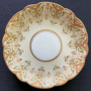 Limoges C Ahrendfeldt 8 Antique Butter Pats 3.  25 " In Gold And Green Pattern