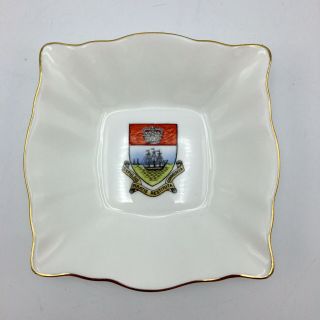 Vintage Royal Tuscan Fine Bone China Bahamas Emblem Saucer Tray Gold Rim England