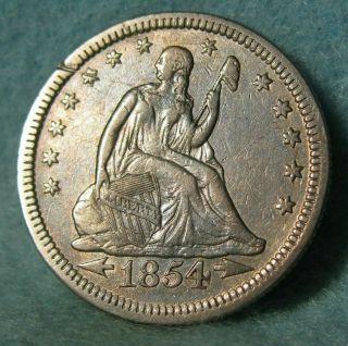 1854 Seated Liberty Silver Quarter Better Grade Details United States Type Coin