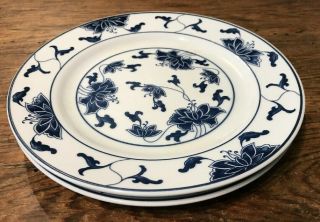 Tatung Durable China Cobalt Blue & White Floral Salad Or Lunch Plates