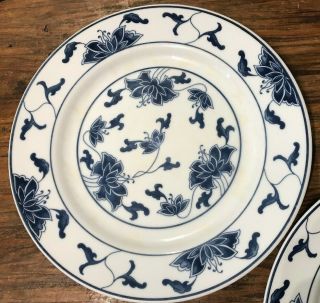 TATUNG DURABLE CHINA COBALT BLUE & WHITE FLORAL SALAD OR LUNCH PLATES 3