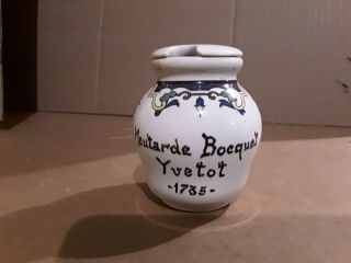 Vintage Digoin Sarreguemines French Faience Mustard Pot.  Pottery Mustard Jar