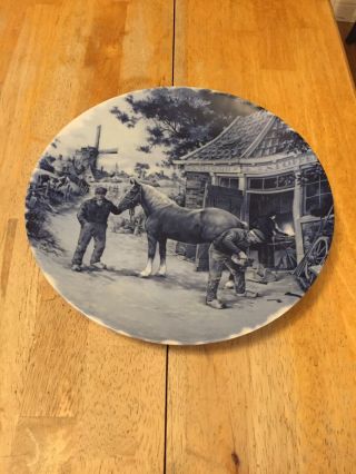 Delfts Blauw 9 1/4 " Plate Ter Steege Hand Decorated In Holland Horse