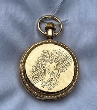 Gorgeous Antique Elgin 14k Gold Hunter Case Pocket Watch Ca 1883