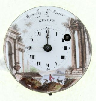 AN ATTRACTIVE PAINTED ENAMEL DIAL VERGE WATCH CA.  1780 2