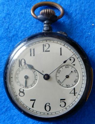 Antique Blued Steel Cased Quarter Repeater Pocket Watch Pin Set With Date Dial