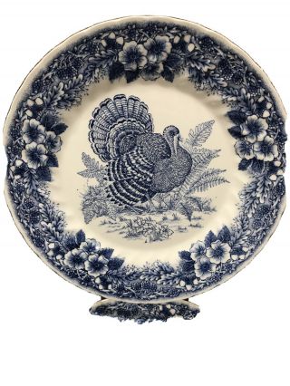 Set Of 2 Myott Thanksgiving Churchill Dinner Plates Blue Transferware England