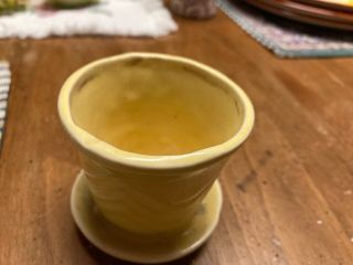 Vintage Shawnee? McCoy Pottery Yellow mini Miniature planter with saucer 2