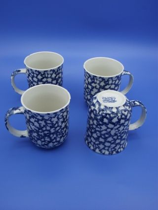 Folk Craft Coffee Mugs Blue Sponge Tienshan Set Of 4